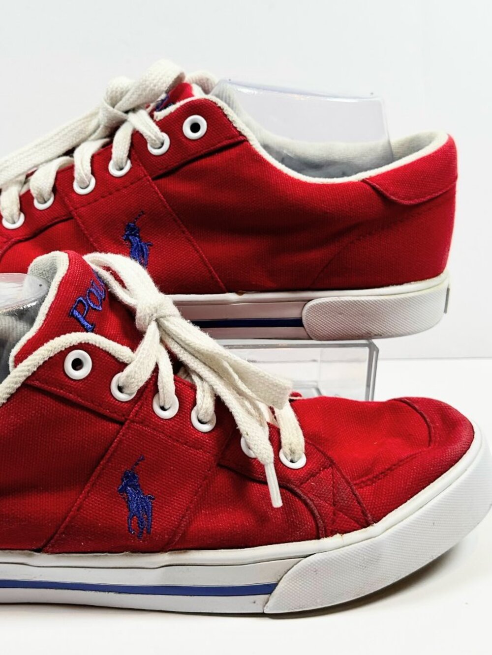 Polo By Ralph Lauren Red Humberto Canvas Sneakers Men's Sizez 9.5D Preppy Casual